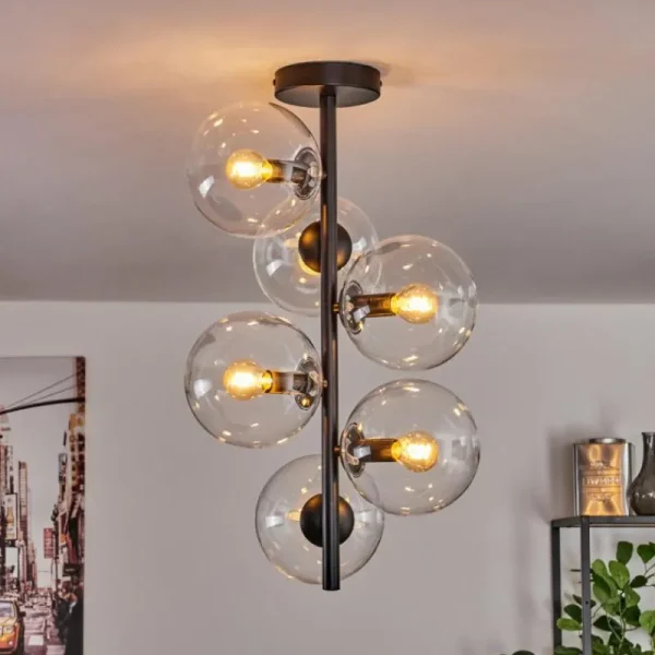 hofstein Plafonnier - Verre 15 cm Gastor Clair, 6 lumières* Lampes En Verre