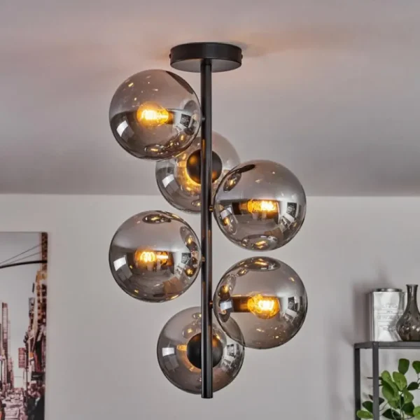 hofstein Plafonnier - Verre 15 cm Gastor Fumé, 6 lumières* Lampes Modernes