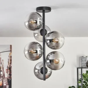 hofstein Plafonnier - Verre 15 cm Gastor Clair, Fumé, 6 lumières* Lampes Modernes