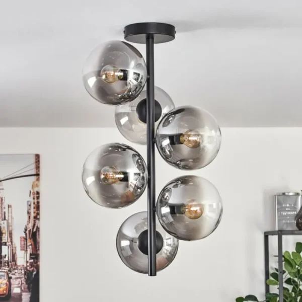 hofstein Plafonnier - Verre 15 cm Gastor Clair, Fumé, 6 lumières* Lampes Modernes