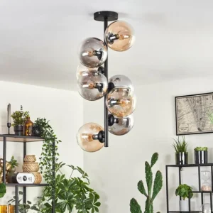 hofstein Plafonnier - Verre 15 cm Gastor Ambre, Clair, Fumé, 8 lumières* Lampes Modernes