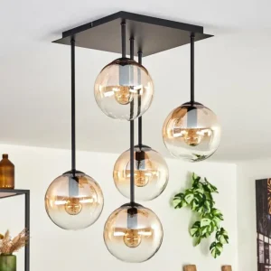 hofstein Plafonnier - Verre 15 cm Gastor Ambre, Clair, 5 lumières* Lampes En Verre
