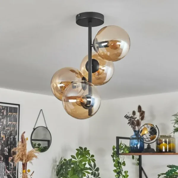 hofstein Plafonnier - Verre 15 cm Gastor Ambre, 4 lumières* Lampes En Verre