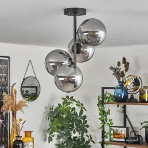 hofstein Plafonnier - Verre 15 cm Gastor Fumé, 4 lumières* Lampes Modernes