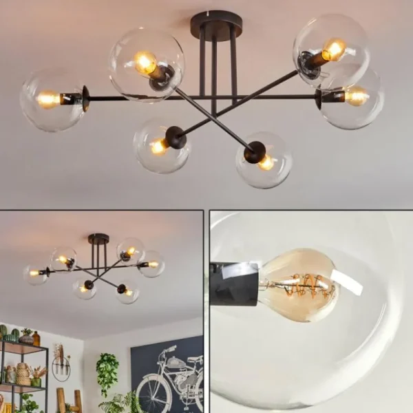 hofstein Plafonnier - Verre 15 cm Koyoto Clair, 6 lumières* Lampes En Verre