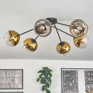 hofstein Plafonnier - Verre 15 cm Koyoto Or, Clair, 6 lumières* Lampes En Verre
