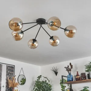 hofstein Plafonnier - Verre 15 cm Koyoto Ambre, 6 lumières* Lampes En Verre