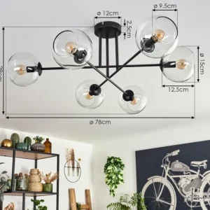 hofstein Plafonnier - Verre 15 cm Koyoto Clair, 6 lumières* Lampes En Verre