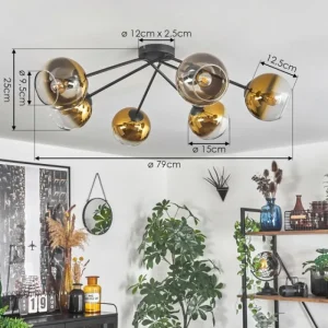 hofstein Plafonnier - Verre 15 cm Koyoto Or, Clair, 6 lumières* Lampes En Verre