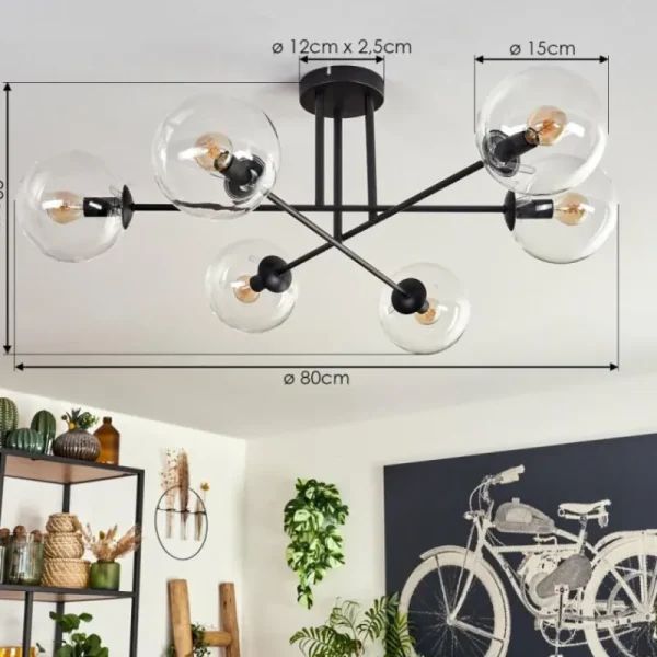 hofstein Plafonnier - Verre 15 cm Koyoto Clair, 6 lumières* Lampes En Verre