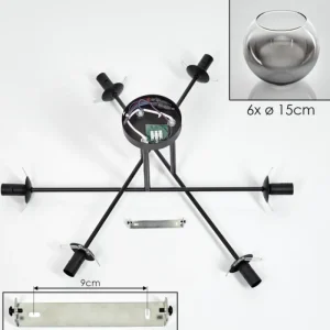 hofstein Plafonnier - Verre 15 cm Koyoto Clair, Fumé, 6 lumières* Lampes Modernes