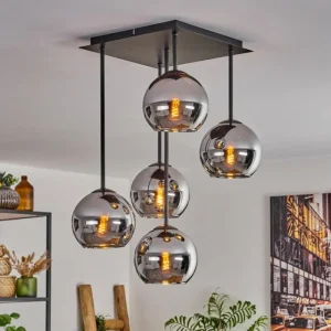 hofstein Plafonnier - Verre 15 cm Koyoto Chrome, 5 lumières* Lampes En Verre