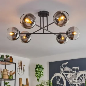 hofstein Plafonnier - Verre 15 cm Koyoto Chrome, Clair, 6 lumières* Lampes En Verre