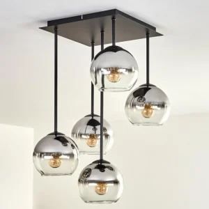 hofstein Plafonnier - Verre 15 cm Koyoto Chrome, Clair, 5 lumières* Lampes En Verre