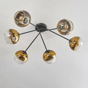 hofstein Plafonnier - Verre 15 cm Koyoto Or, Clair, 6 lumières* Lampes En Verre