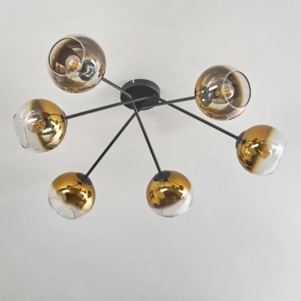 hofstein Plafonnier - Verre 15 cm Koyoto Or, Clair, 6 lumières* Lampes En Verre