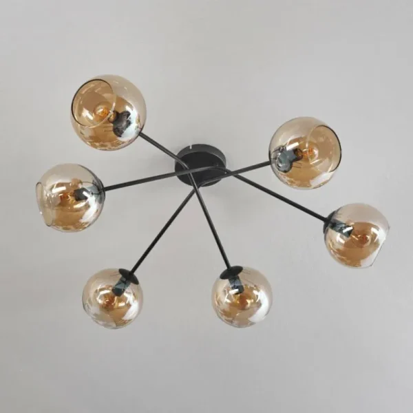 hofstein Plafonnier - Verre 15 cm Koyoto Ambre, 6 lumières* Lampes En Verre