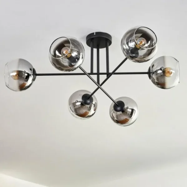 hofstein Plafonnier - Verre 15 cm Koyoto Chrome, Clair, 6 lumières* Lampes En Verre