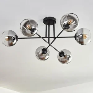 hofstein Plafonnier - Verre 15 cm Koyoto Clair, Fumé, 6 lumières* Lampes Modernes