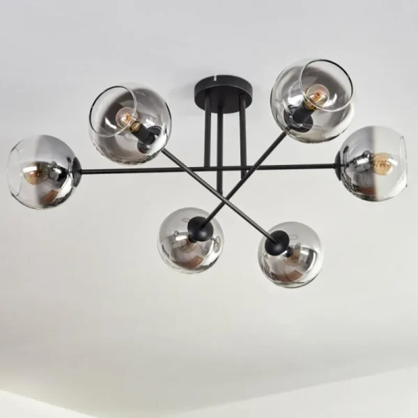 hofstein Plafonnier - Verre 15 cm Koyoto Clair, Fumé, 6 lumières* Lampes Modernes