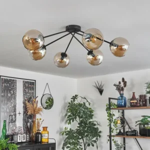 hofstein Plafonnier - Verre 15 cm Koyoto Ambre, 6 lumières* Lampes En Verre