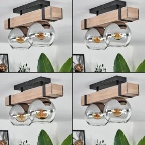 hofstein Plafonnier - Verre 15 cm Montgomery Écru, Noir, 2 lumières* Lampes Modernes