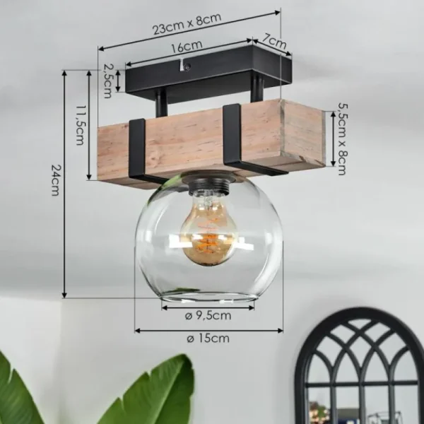 hofstein Plafonnier - Verre 15 cm Montgomery Écru, Noir, 1 lumière* Lampes Modernes
