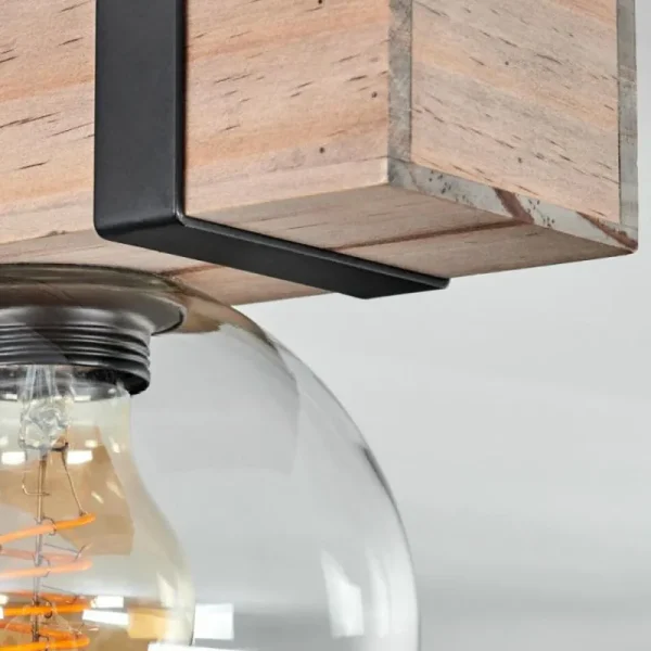 hofstein Plafonnier - Verre 15 cm Montgomery Écru, Noir, 1 lumière* Lampes Modernes