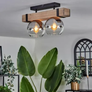 hofstein Plafonnier - Verre 15 cm Montgomery Écru, Noir, 2 lumières* Lampes Modernes