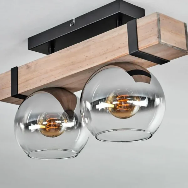 hofstein Plafonnier - Verre 15 cm Montgomery Écru, Noir, 2 lumières* Lampes Modernes