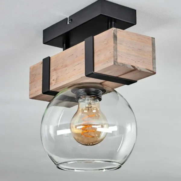hofstein Plafonnier - Verre 15 cm Montgomery Écru, Noir, 1 lumière* Lampes Modernes