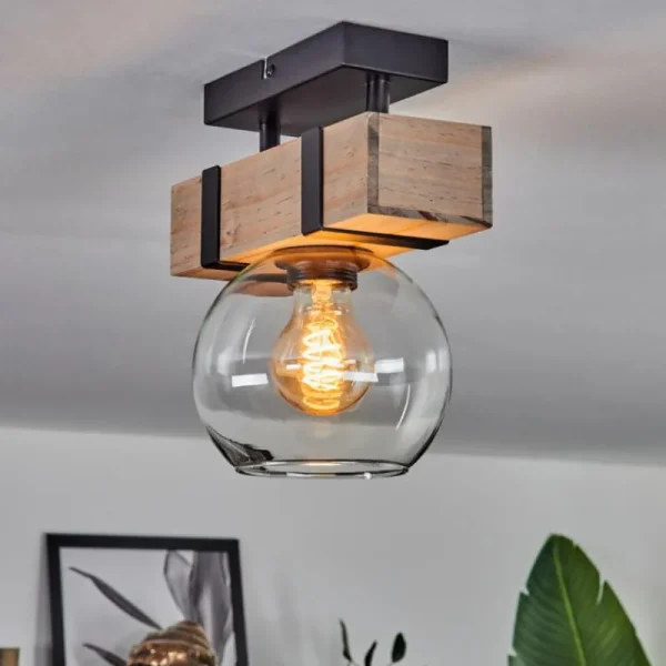 hofstein Plafonnier - Verre 15 cm Montgomery Écru, Noir, 1 lumière* Lampes Modernes