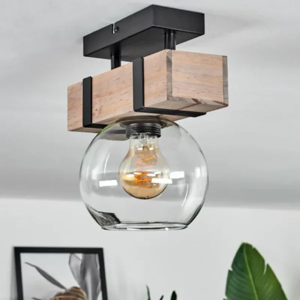 hofstein Plafonnier - Verre 15 cm Montgomery Écru, Noir, 1 lumière* Lampes Modernes