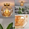 hofstein Plafonnier - Verre 25 cm Ripoll Or, Noir, 1 lumière* Lampes En Verre