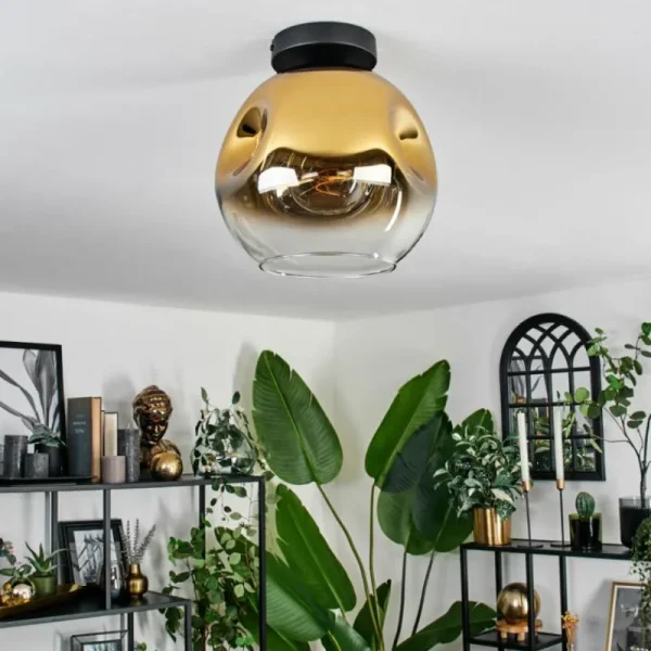 hofstein Plafonnier - Verre 25 cm Ripoll Or, Clair, 1 lumière* Lampes En Verre