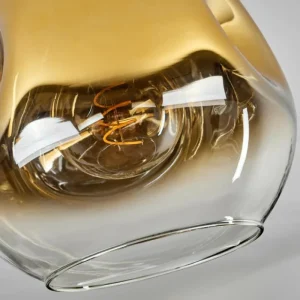 hofstein Plafonnier - Verre 25 cm Ripoll Or, Noir, 1 lumière* Lampes En Verre