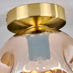 hofstein Plafonnier - Verre 20 cm Ripoll Or, Noir, 1 lumière* Lampes En Verre