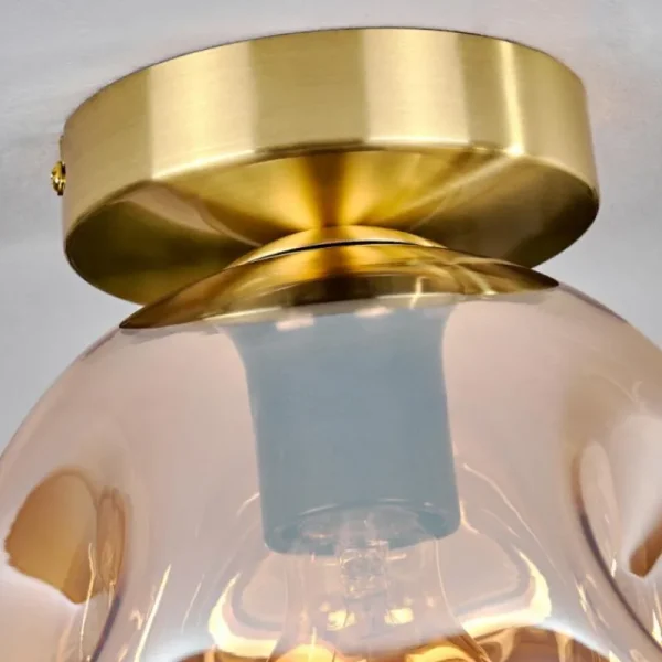 hofstein Plafonnier - Verre 20 cm Ripoll Or, Noir, 1 lumière* Lampes En Verre