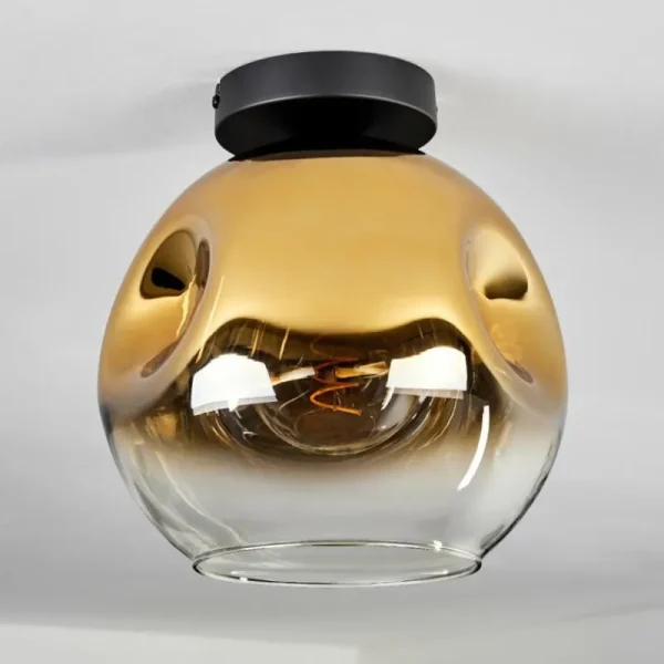 hofstein Plafonnier - Verre 25 cm Ripoll Or, Clair, 1 lumière* Lampes En Verre