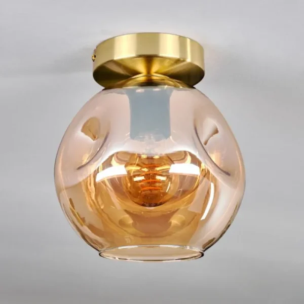 hofstein Plafonnier - Verre 20 cm Ripoll Or, Noir, 1 lumière* Lampes En Verre