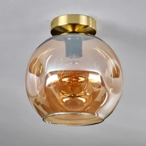 hofstein Plafonnier - Verre 25 cm Ripoll Or, Noir, 1 lumière* Lampes En Verre