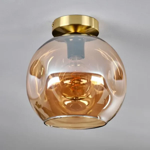hofstein Plafonnier - Verre 25 cm Ripoll Or, Noir, 1 lumière* Lampes En Verre