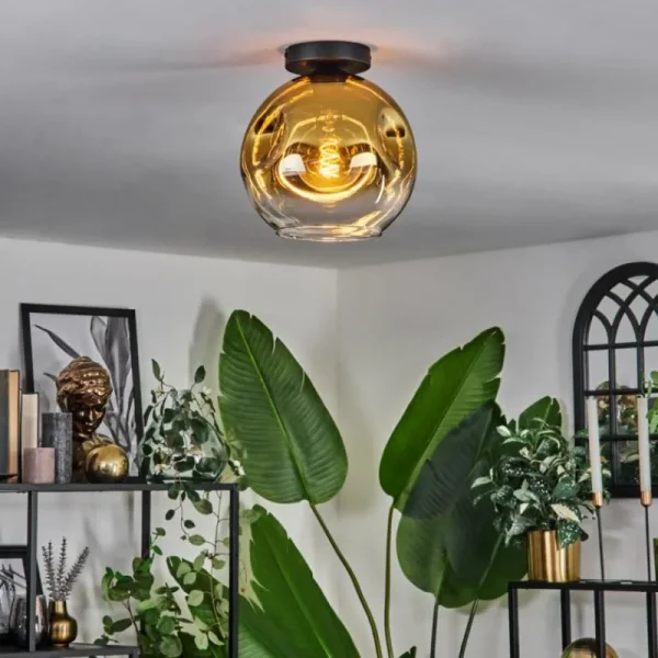 hofstein Plafonnier - Verre 25 cm Ripoll Or, Clair, 1 lumière* Lampes En Verre