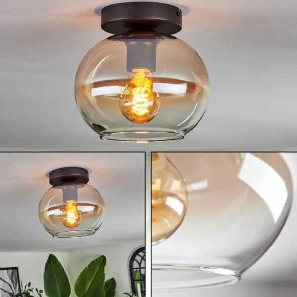 hofstein Plafonnier - Verre Apedo Ambre, Clair, 1 lumière* Lampes En Verre