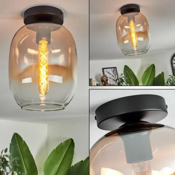 hofstein Plafonnier - Verre Apedo Ambre, Clair, 1 lumière* Lampes En Verre