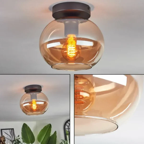 hofstein Plafonnier - Verre Apedo Ambre, 1 lumière* Lampes En Verre