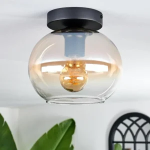 hofstein Plafonnier - Verre Apedo Ambre, Clair, 1 lumière* Lampes En Verre