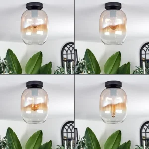 hofstein Plafonnier - Verre Apedo Ambre, Clair, 1 lumière* Lampes En Verre