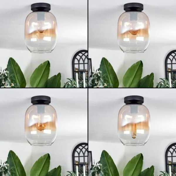 hofstein Plafonnier - Verre Apedo Ambre, Clair, 1 lumière* Lampes En Verre