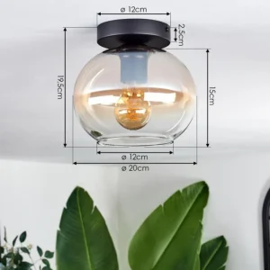 hofstein Plafonnier - Verre Apedo Ambre, Clair, 1 lumière* Lampes En Verre